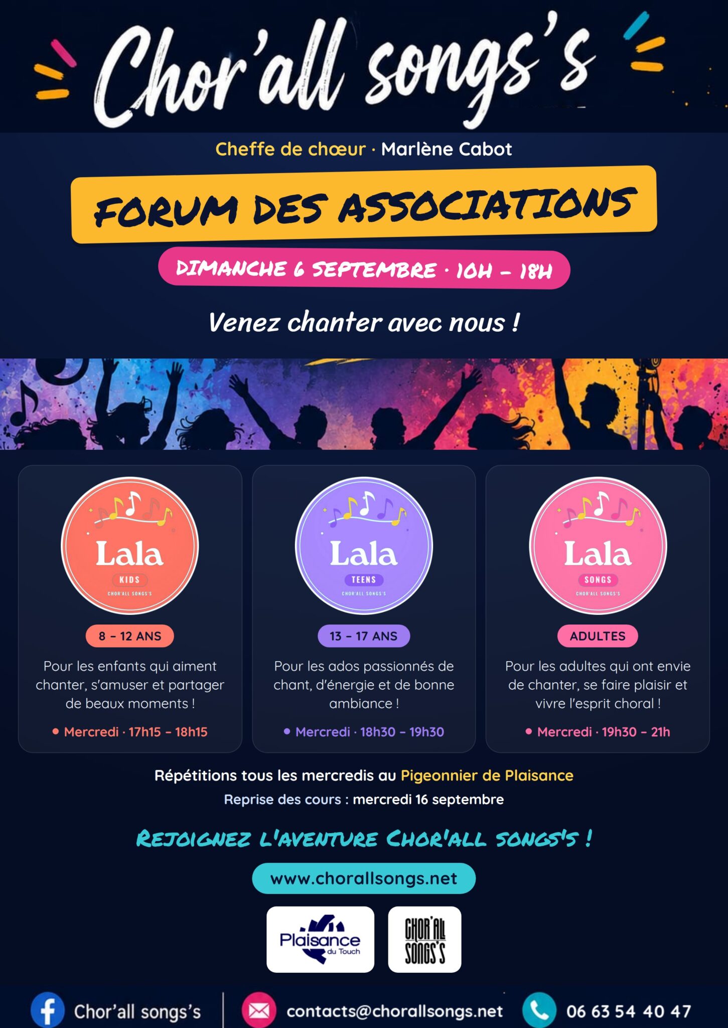 Affiche : séances d'essais en septembre, venez chanter avec nous